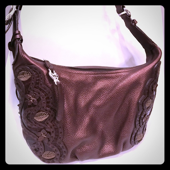 Brighton Handbags - Brighton Metallic Bronze Leather Hobo Bag EUC